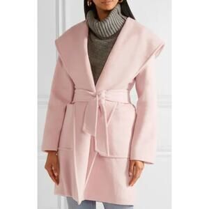 Max Mara Morfeo Hooded Drap Camel Trench Coat In Pink size US 4